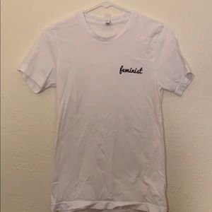 white feminist tee size xs